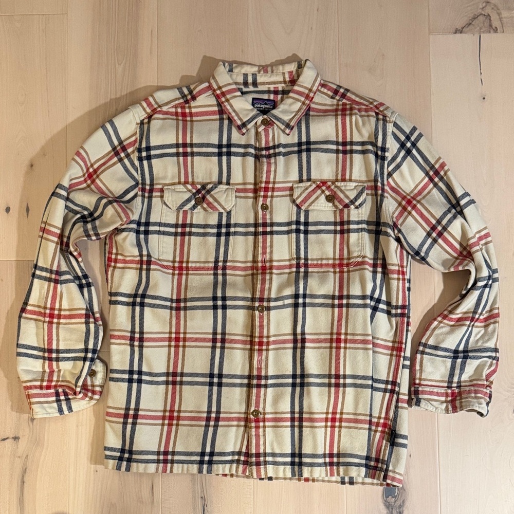 Patagonia Fjord Heavyweight Flannel - Size Large - Red, white and blue